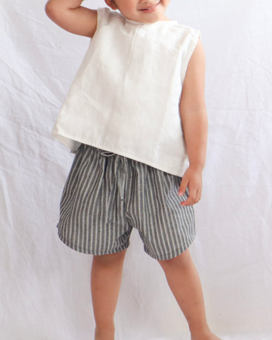 Linen Day shorts - Charcoal Stripe