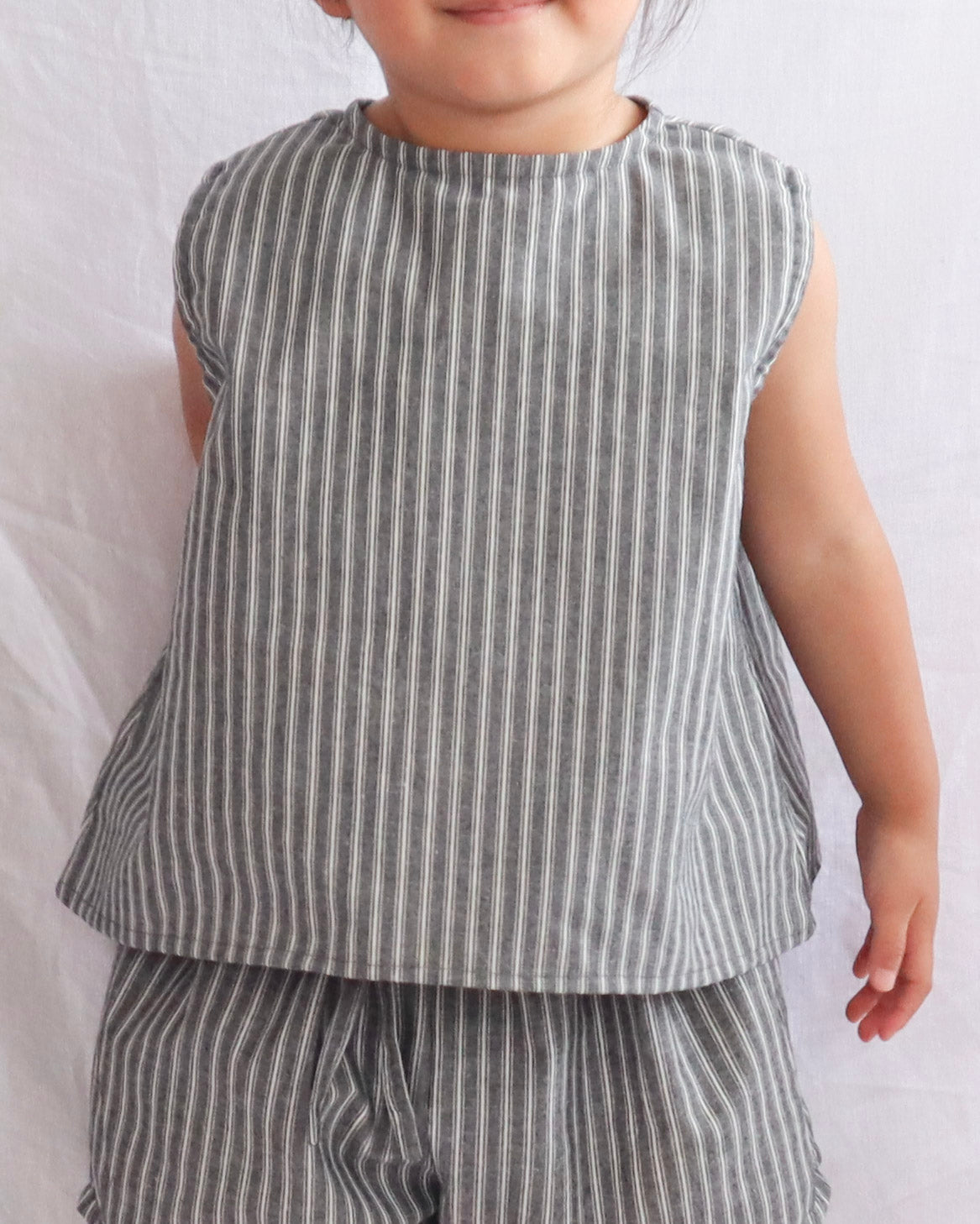 Boxy Singlet - Charcoal Stripe