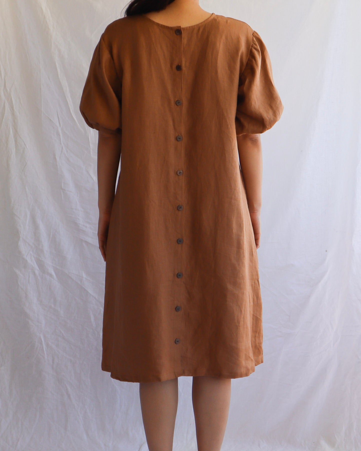 Women's Linen Bubble Dress - Tawny