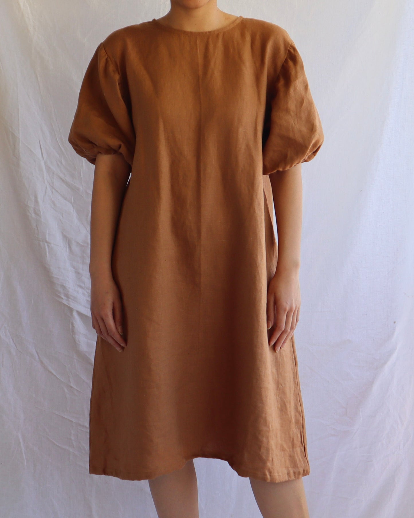 Women's Linen Bubble Dress - Tawny