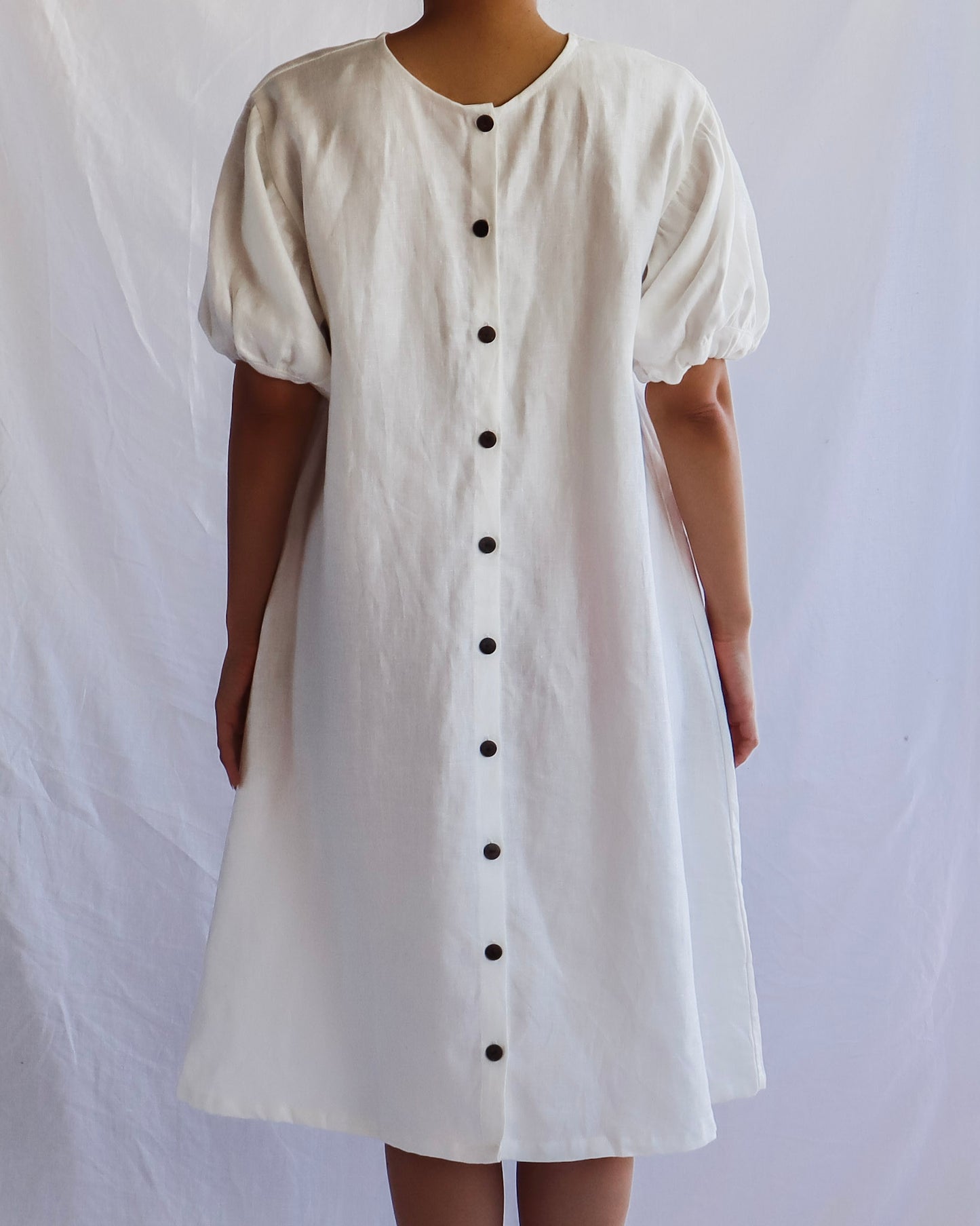 Women's Linen Bubble Dress - Bone