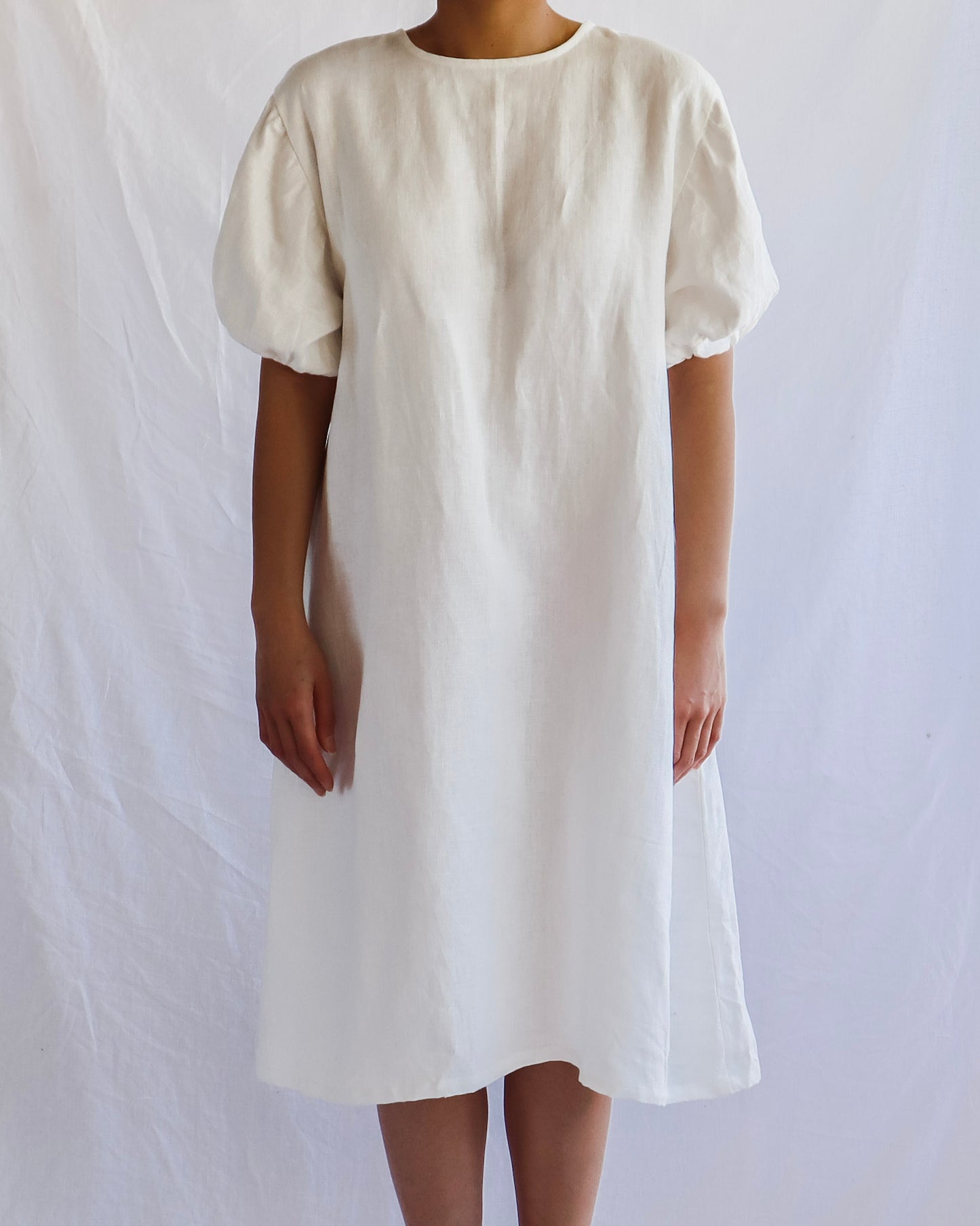 Women's Linen Bubble Dress - Bone