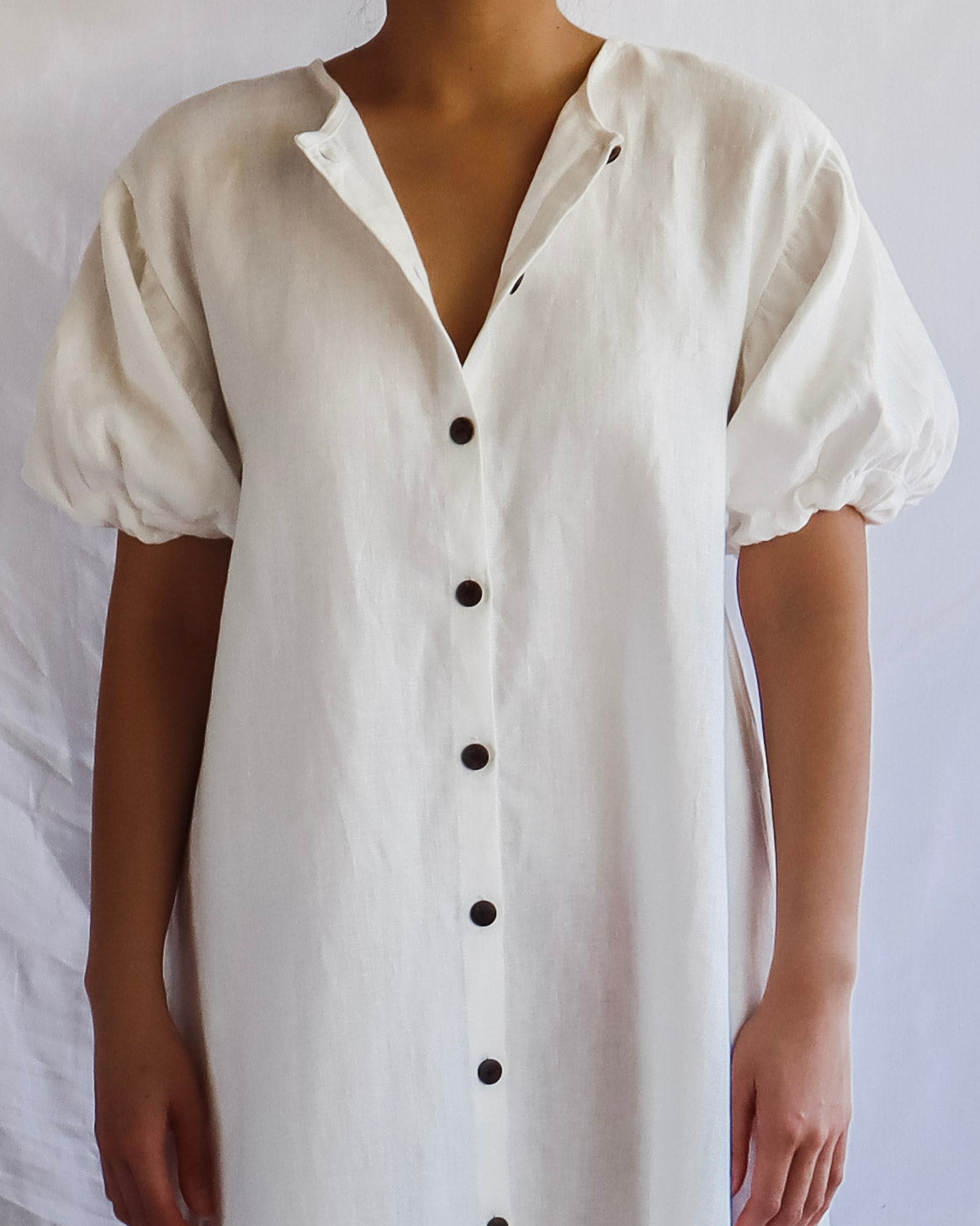 Women's Linen Bubble Dress - Bone