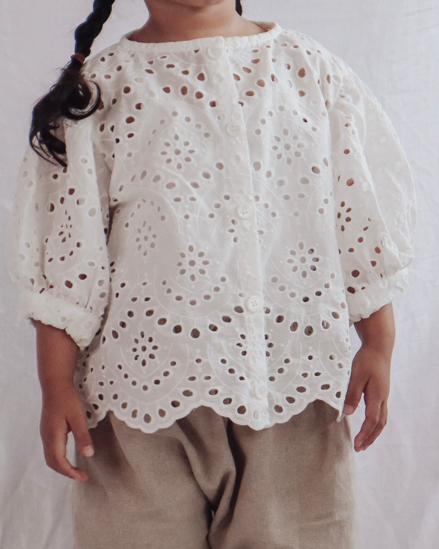 Bubble Top - Eyelet Embroidered