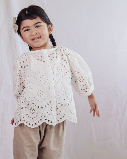 Bubble Top - Eyelet Embroidered