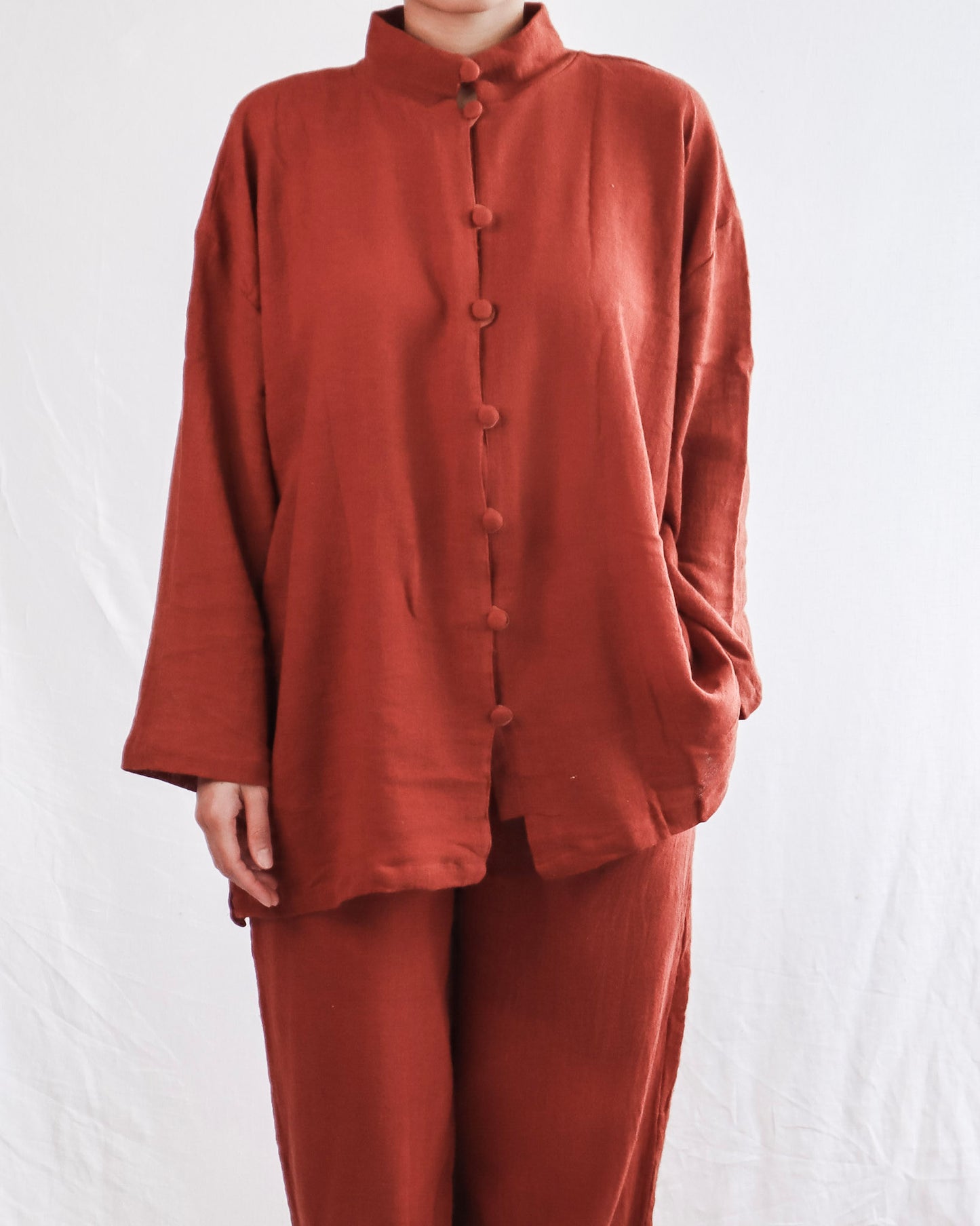 Buttoned Up Ramie Long Sleeves - Rust