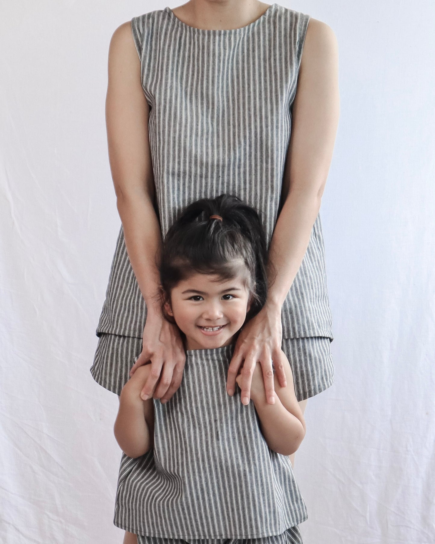 Boxy Singlet - Charcoal Stripe