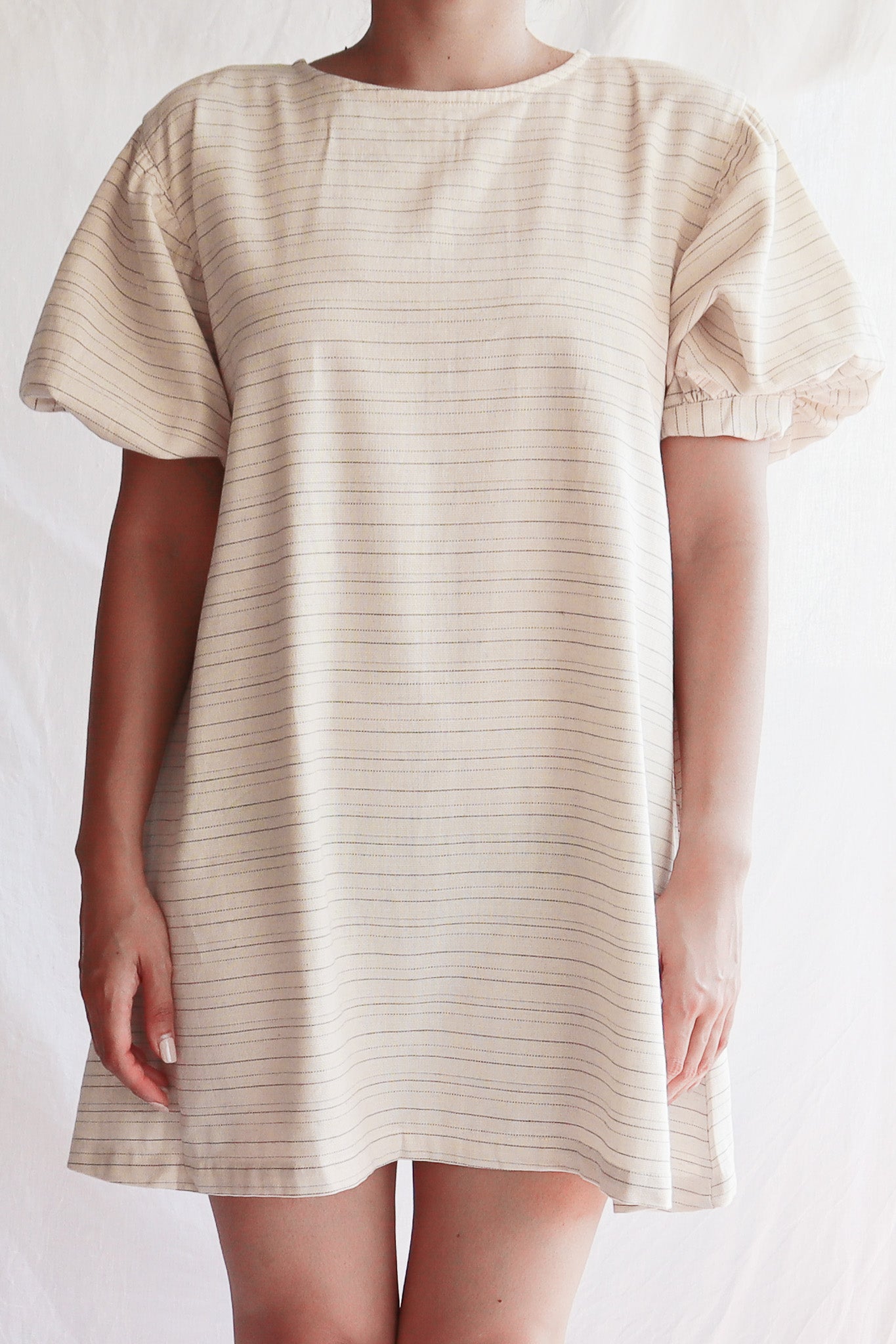 Women's Mini Linen Bubble Dress - Stripe