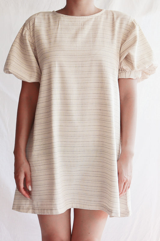 Women's Mini Linen Bubble Dress - Stripe