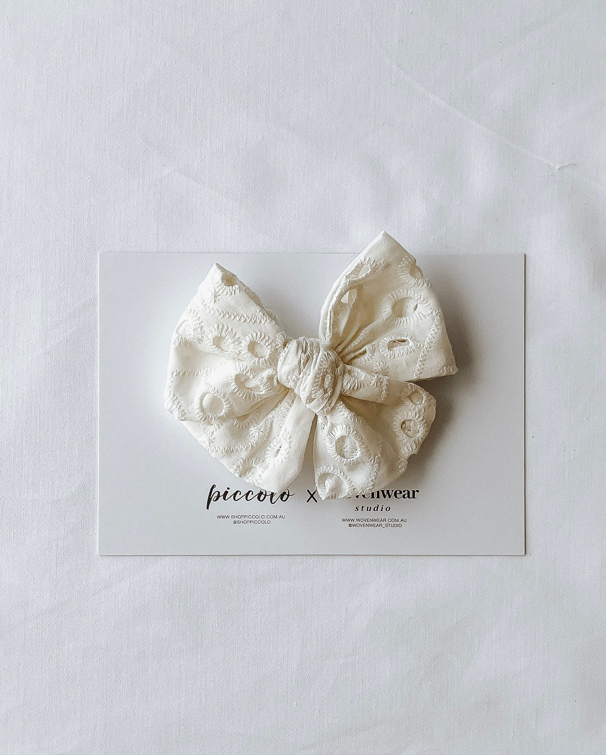 Wovenwear Studio x Piccolo - Eyelet Floral Large Pinwheel Bows