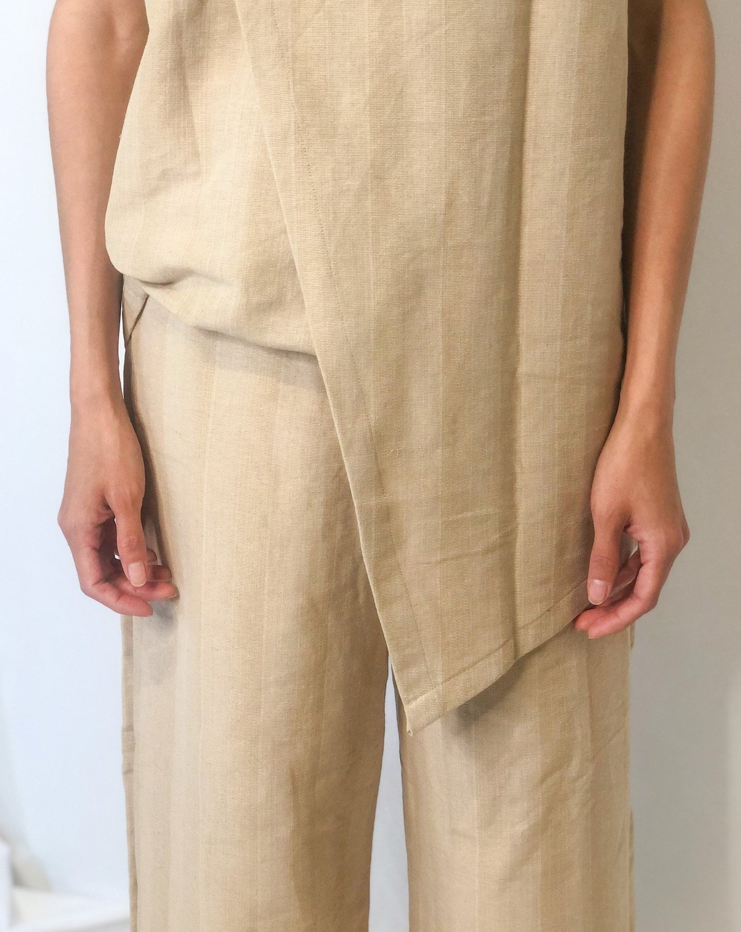 Pull On Cotton Culottes in Natural Stripe