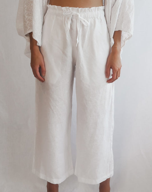 Women's Linen Beach Culottes - Milk