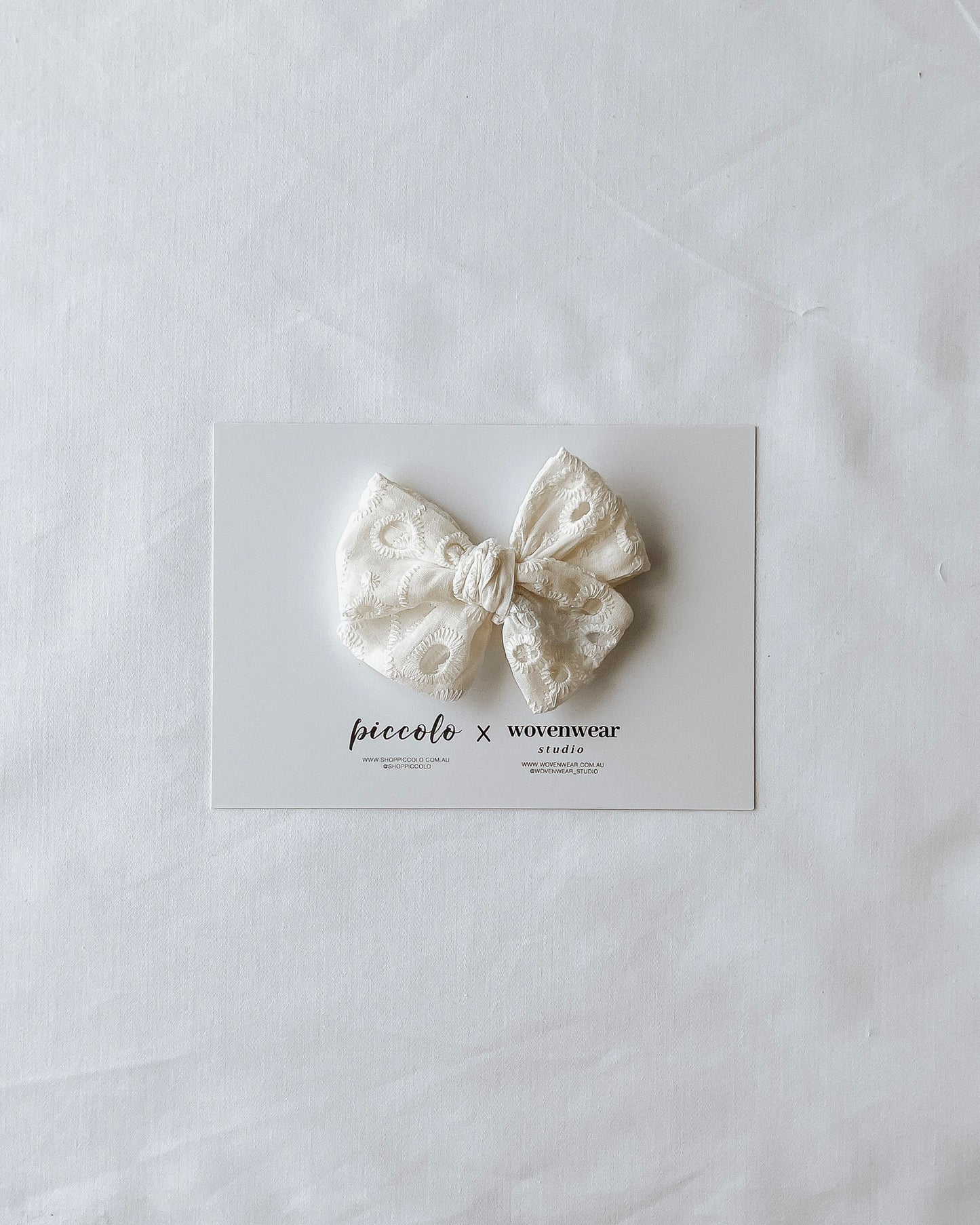 Wovenwear Studio x Piccolo - Eyelet Floral Small Pinwheel Bow