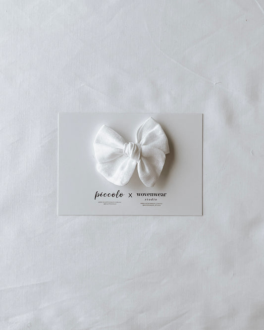 Wovenwear Studio x Piccolo - Linen Small Pinwheel Bow in Milk