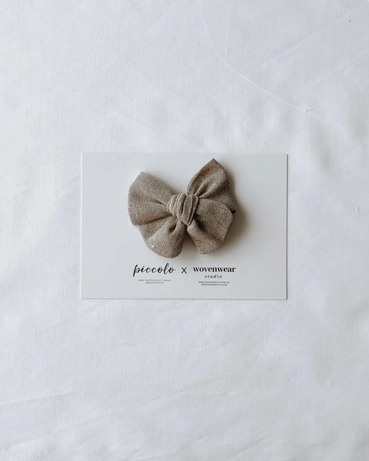 Wovenwear Studio x Piccolo - Natural Linen Small Pinwheel Bow